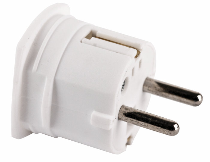 Støpsel plugg m/jord side hvit